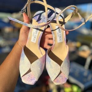 Jimmy Choo exclusive Sacaria Crystal Embellished Satin Sandals